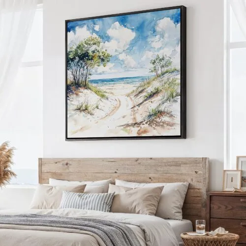 01 - Large Indiana Dunes National Park Watercolor - Square Canvas Print - Main.jpg