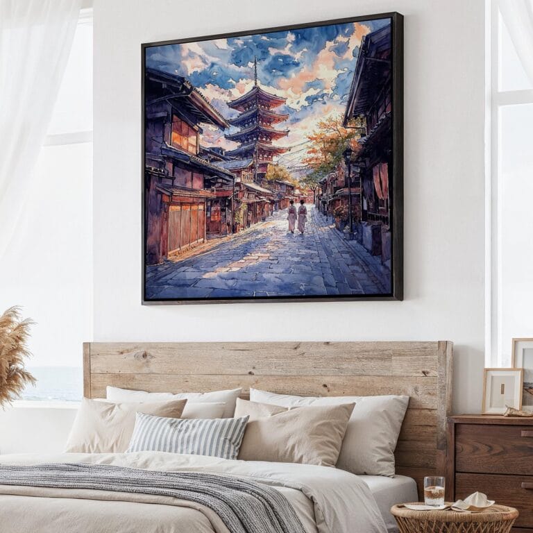 01 - Large Kyoto Japan Watercolor - Square Canvas Print - Main.jpg