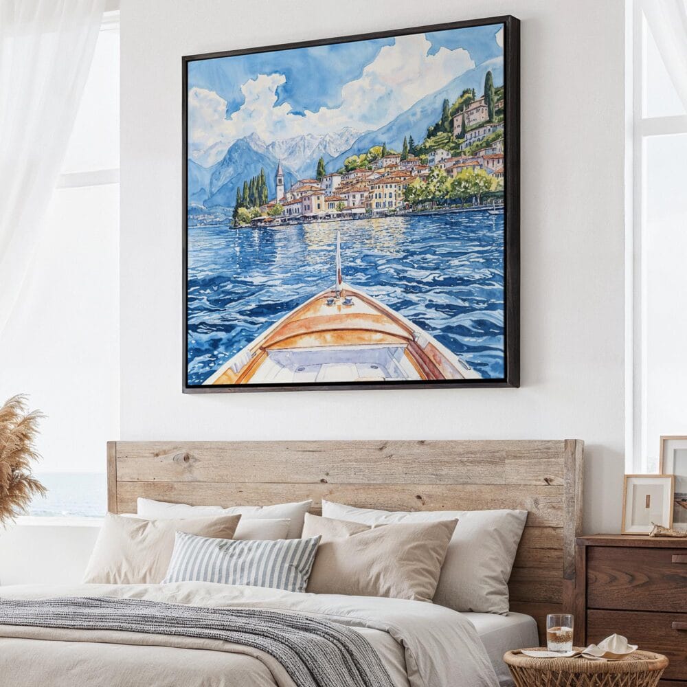 01 - Large Lake Como Italy Square Watercolor Canvas Print - Main.jpg