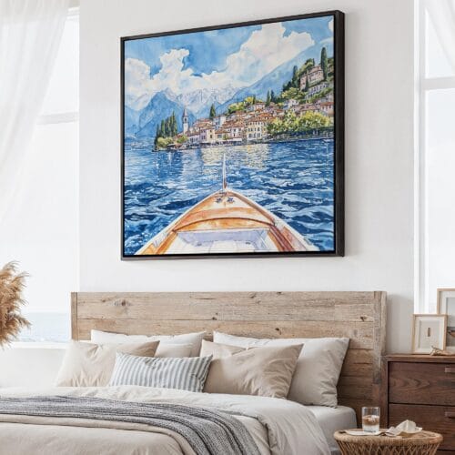 01 - Large Lake Como Italy Square Watercolor Canvas Print - Main.jpg
