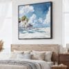 01 - Large Los Angeles Beach Watercolor - Square Canvas Print - Main.jpg