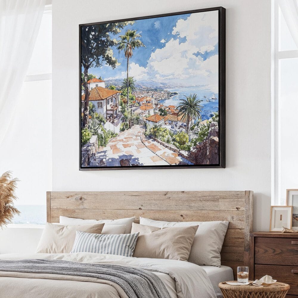 01 - Large Madeira Portugal Watercolor - Square Canvas Print - Main.jpg