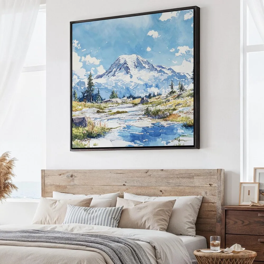 01 - Large Mount Rainier National Park Watercolor Style - Square Canvas Print - Main.jpg 01 - Large Mount Rainier National Park Watercolor Style - Square Canvas Print - Main.jpg