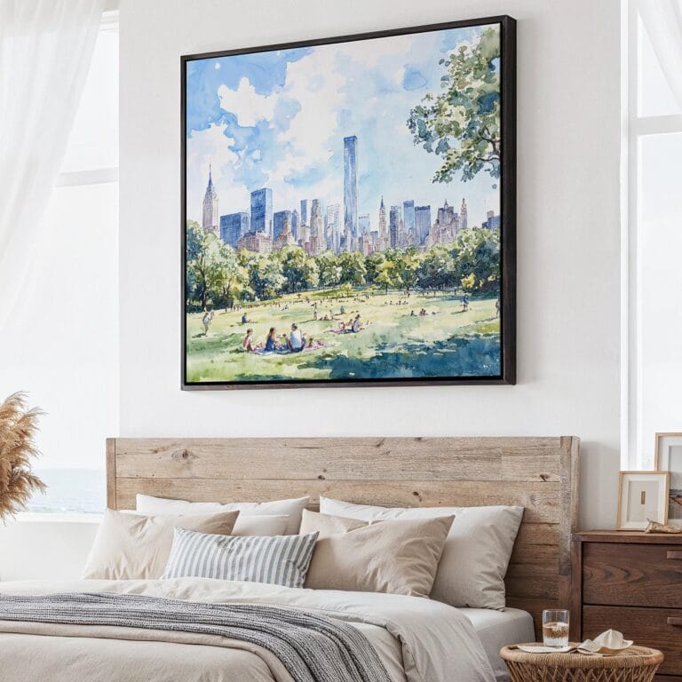 01 - Large NYC Central Park Watercolor - Square Canvas Print - Main.jpg