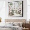 01 - Large Paris Cafe and Eiffel Tower Watercolor - Square Canvas Print - Main.jpg