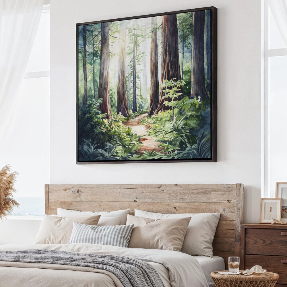 01 - Large Redwoods national park Watercolor - Square Canvas Print - Main.jpg 01 - Large Redwoods national park Watercolor - Square Canvas Print - Main.jpg