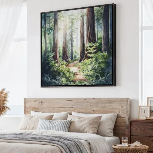 01 - Large Redwoods national park Watercolor - Square Canvas Print - Main.jpg