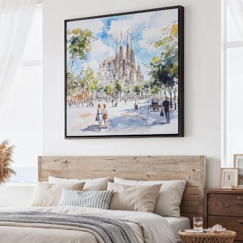01 - Large Sagrada familia Watercolor - Square Canvas Print - Main.jpg