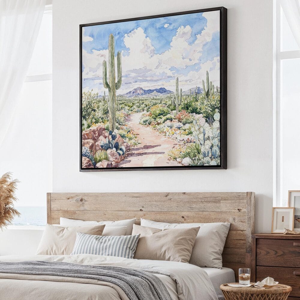 01 - Large Saguaro National Park Watercolor Style - Square Canvas Print - Main.jpg