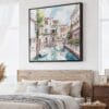 01 - Large Venice Italy Canal Watercolor - Square Canvas Print - Main.jpg