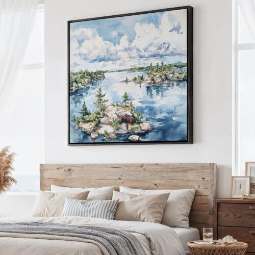 01 - Large Voyageurs National Park Watercolor - Square Canvas Print - Main.jpg