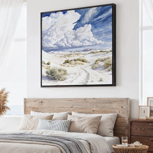 01 - Large White Sands National Park Watercolor Style - Square Canvas Print - Main.jpg