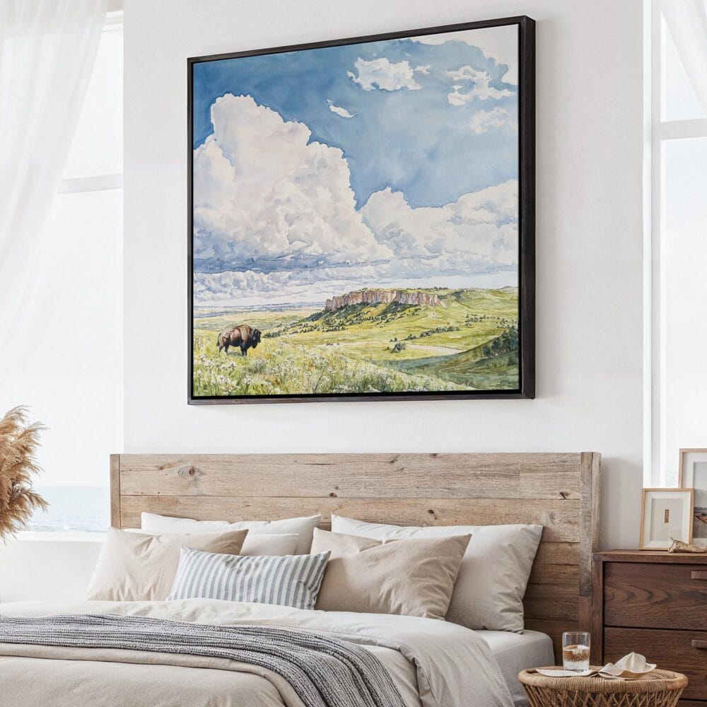 01 - Large Wind Cave National Park Watercolor - Square Canvas Print - Main.jpg