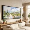 01 - Napa Valley California Watercolor - Panorama Canvas Print in Scandi Living Room with Black Floater Frame - Main.jpg