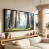01 - Sequoia National Park Panorama Watercolor Canvas Print in Scandi Living Room with Black Floater Frame - Main.jpg