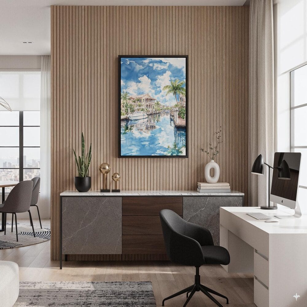 02 - Black Framed Florida Watercolor Canvas Print - Home Office - Vertical.jpg 02 - Black Framed Florida Watercolor Canvas Print - Home Office - Vertical.jpg