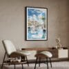 02 - Florida Watercolor Art Print with Black Frame in Japandi Living Room.jpg