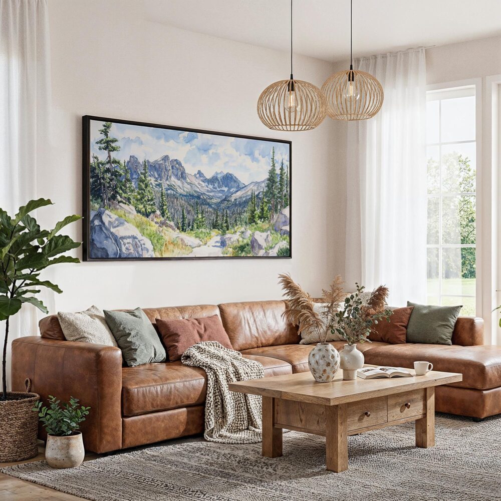 02 - Framed Colorado Rocky Mountains National Park Watercolor - Panorama Canvas Print - Living Room.jpg 02 - Framed Colorado Rocky Mountains National Park Watercolor - Panorama Canvas Print - Living Room.jpg