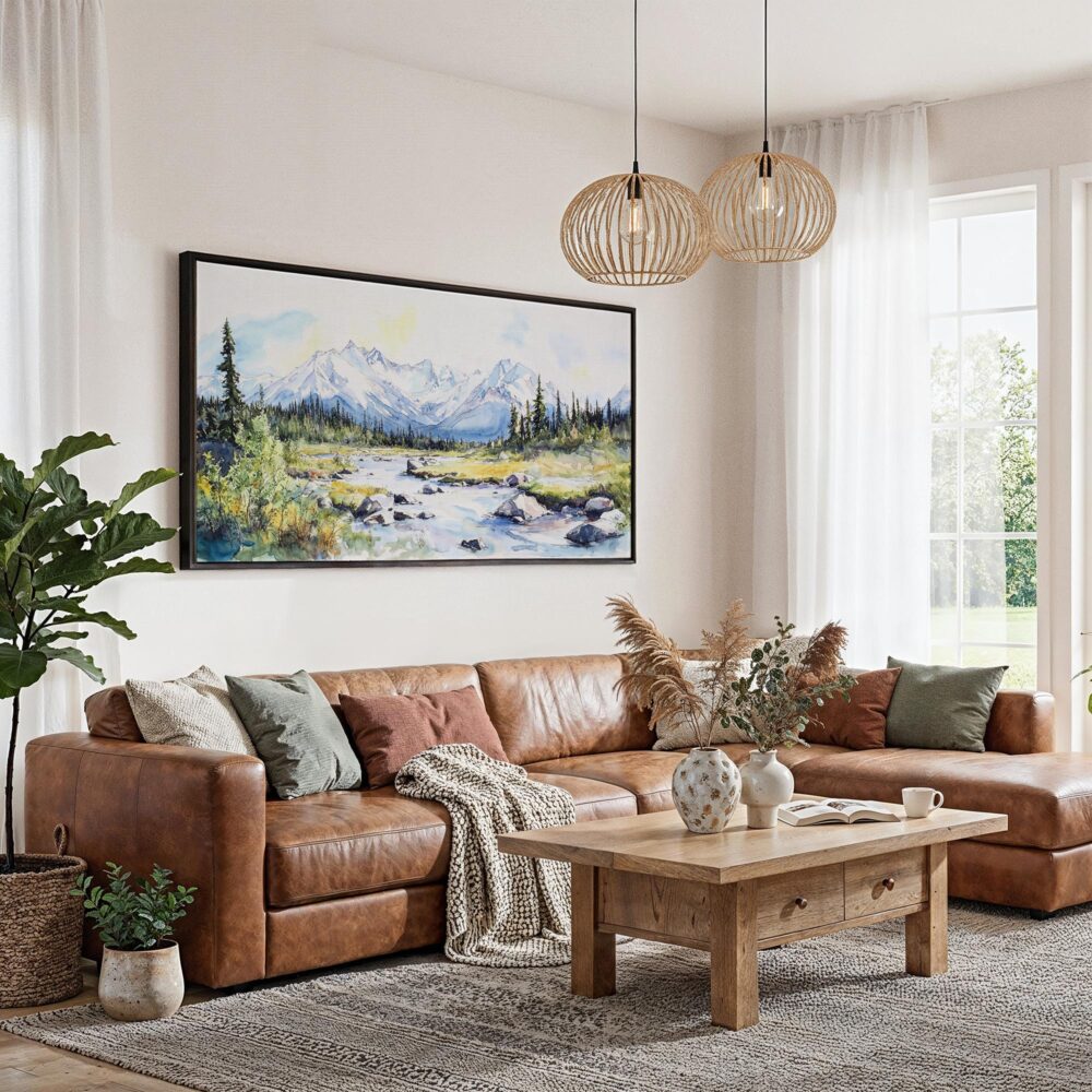 02 - Framed Denali National Park Watercolor - Panorama Canvas Print - Living Room.jpg 02 - Framed Denali National Park Watercolor - Panorama Canvas Print - Living Room.jpg