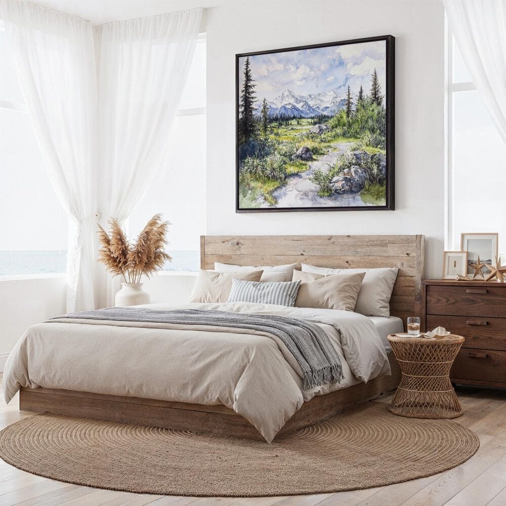 02 - Framed Denali National park Watercolor - Square Canvas Print - Bedroom.jpg 02 - Framed Denali National park Watercolor - Square Canvas Print - Bedroom.jpg