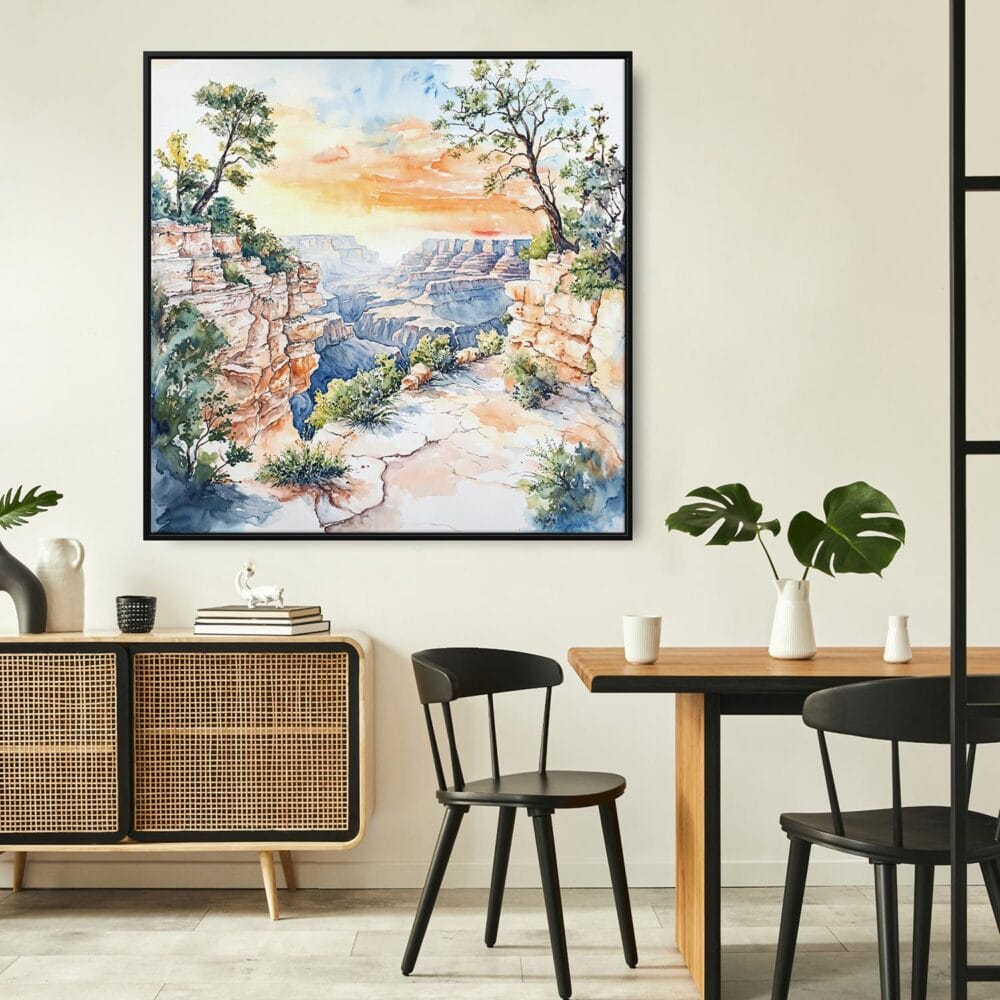 02 - Framed Grand Canyon National park Watercolor - Square Canvas Print - Boho Kitchen.jpg 02 - Framed Grand Canyon National park Watercolor - Square Canvas Print - Boho Kitchen.jpg