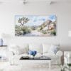 02 - Framed Joshua Tree National Park Watercolor - Panorama Canvas Print - Coastal Living Room.jpg