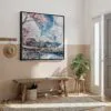 02 - Framed Mount Fuji Japan Square Watercolor Canvas Print - Hallway.jpg