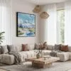 02 - Framed Mount Rainier National Park Watercolor Style - Square Canvas Print - Boho Living Room.jpg