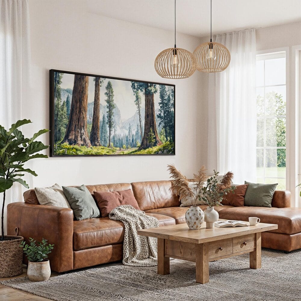 02 - Framed Sequoia National Park Panorama Watercolor Canvas Print - Living Room.jpg 02 - Framed Sequoia National Park Panorama Watercolor Canvas Print - Living Room.jpg