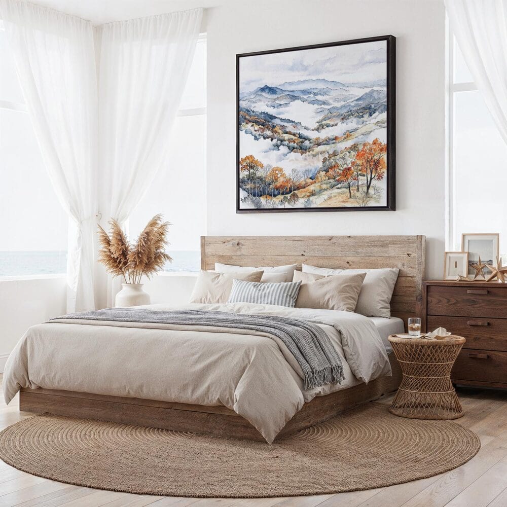 02 - Framed Shenandoah National Park Watercolor Style - Square Canvas Print - Bedroom.jpg 02 - Framed Shenandoah National Park Watercolor Style - Square Canvas Print - Bedroom.jpg