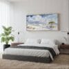 02 - Framed White Sands National Park Panorama Watercolor Canvas Print - Woman in contemporary Bed Room.jpg