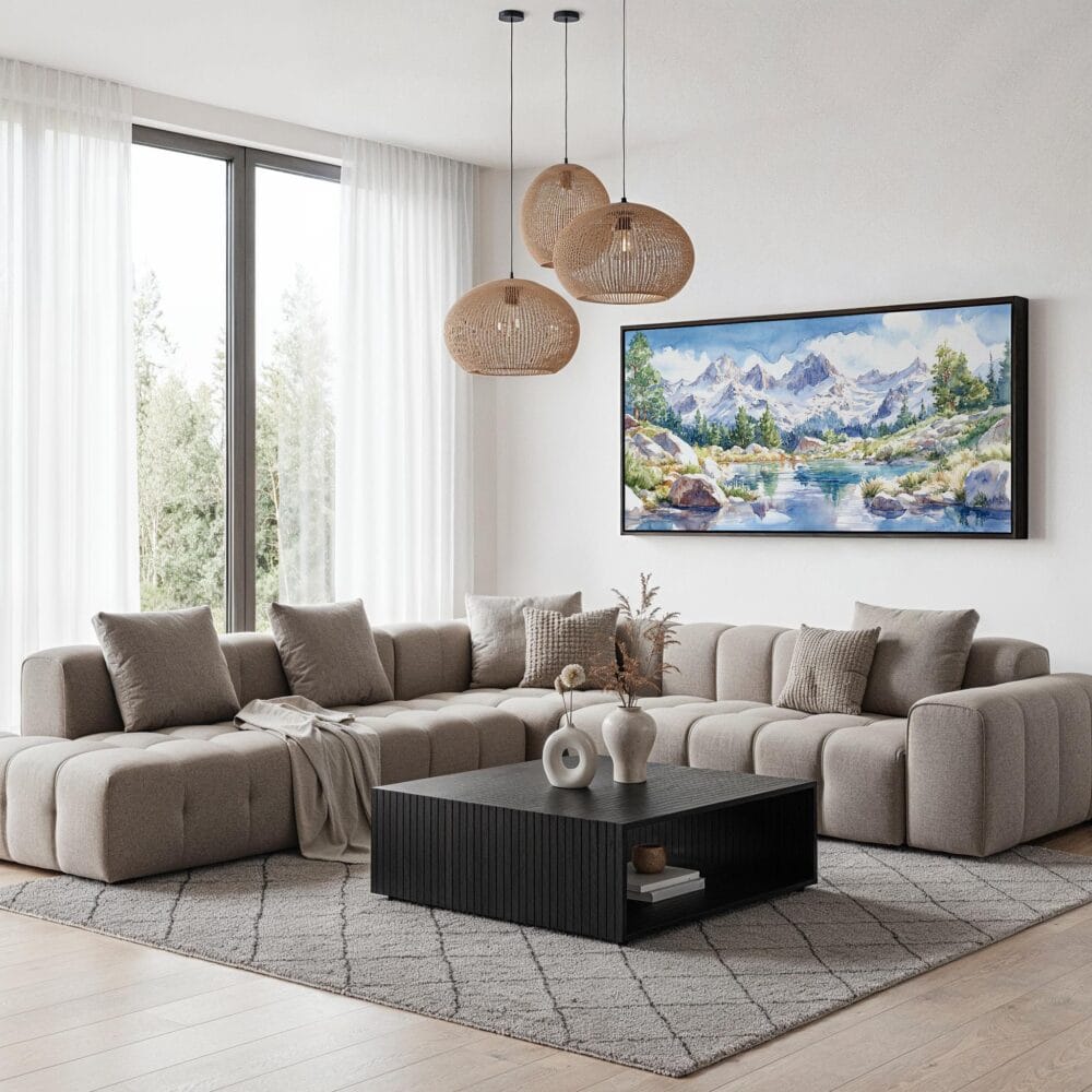 02 - Inyo National Forest Watercolor - Panorama Canvas Print with Black Floater Frame - Modern Living Room.jpg 02 - Inyo National Forest Watercolor - Panorama Canvas Print with Black Floater Frame - Modern Living Room.jpg