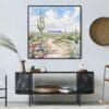 02 - Large Saguaro National Park Watercolor Style - Square Canvas Print in Midcentury Corner.jpg