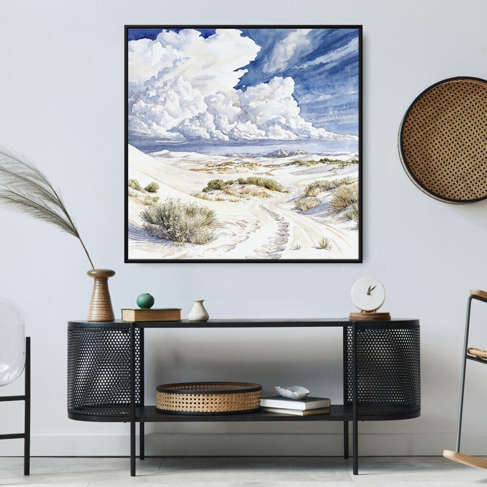 02 - Large White Sands National Park Watercolor Style - Square Canvas Print in Midcentury Corner.jpg 02 - Large White Sands National Park Watercolor Style - Square Canvas Print in Midcentury Corner.jpg