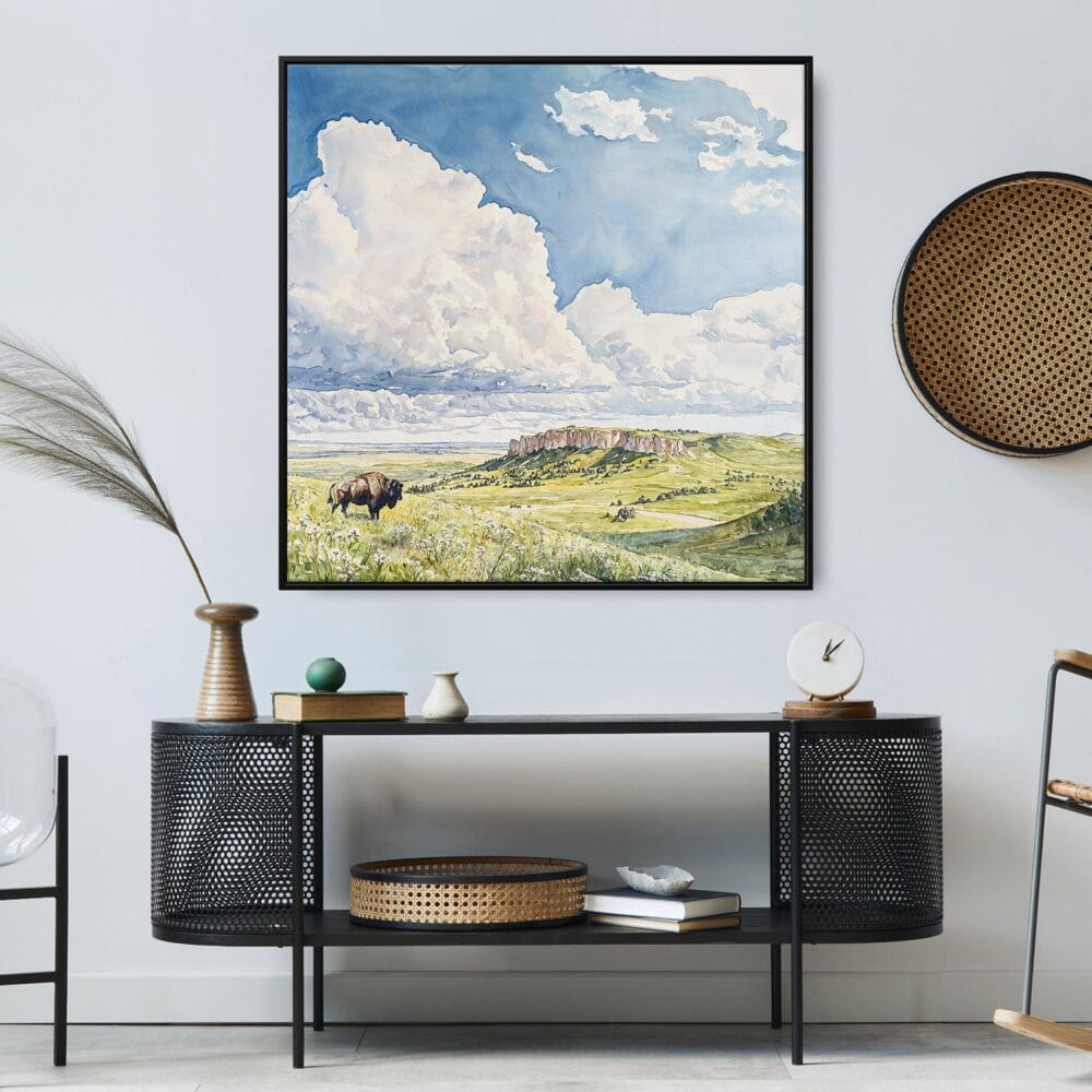 02 - Large Wind Cave National Park Watercolor - Square Canvas Print in Midcentury Corner.jpg 02 - Large Wind Cave National Park Watercolor - Square Canvas Print in Midcentury Corner.jpg