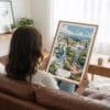 02 - Woman Holding Framed Stuart Florida Watercolor Art Print - Vertical.jpg