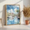 03 - Florida Watercolor Canvas Print with Natural Floater Frame - Standing on Floor - Vertical.jpg
