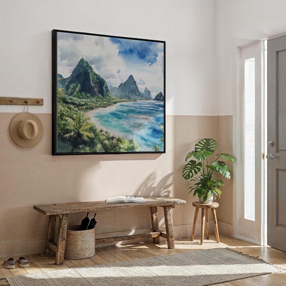 03 - Framed American Samoa Watercolor - Square Canvas Print - Hallway.jpg 03 - Framed American Samoa Watercolor - Square Canvas Print - Hallway.jpg