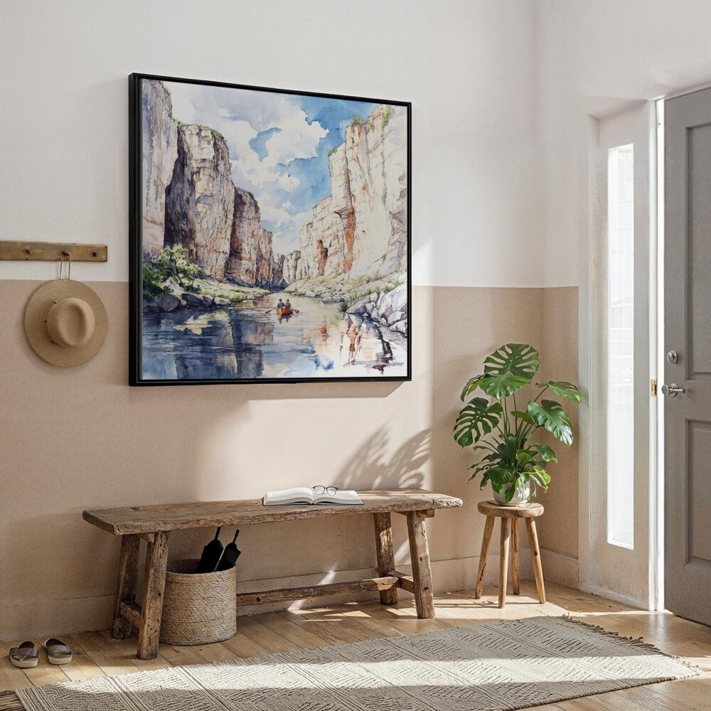 03 - Framed Big Bend National Park Watercolor - Square Canvas Print - Hallway.jpg 03 - Framed Big Bend National Park Watercolor - Square Canvas Print - Hallway.jpg