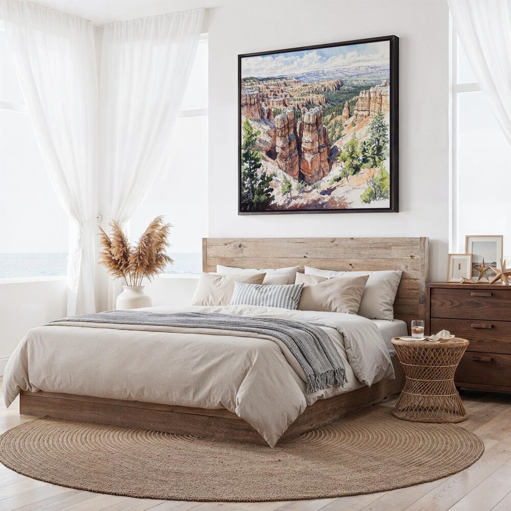 03 - Framed Bryce Canyon National Park Watercolor - Square Canvas Print - Bedroom.jpg 03 - Framed Bryce Canyon National Park Watercolor - Square Canvas Print - Bedroom.jpg