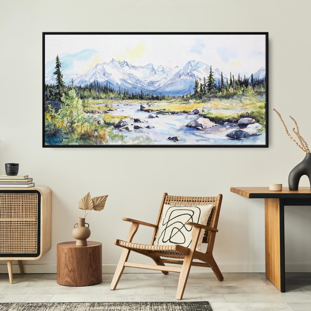 03 - Framed Denali National Park Watercolor - Panorama Canvas Print - Boho Chair.jpg 03 - Framed Denali National Park Watercolor - Panorama Canvas Print - Boho Chair.jpg