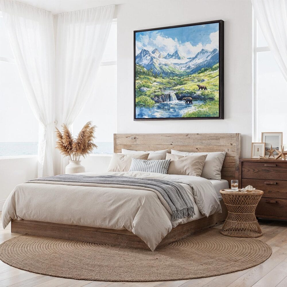 03 - Framed Katmai National Park Watercolor - Square Canvas Print - Bedroom.jpg 03 - Framed Katmai National Park Watercolor - Square Canvas Print - Bedroom.jpg