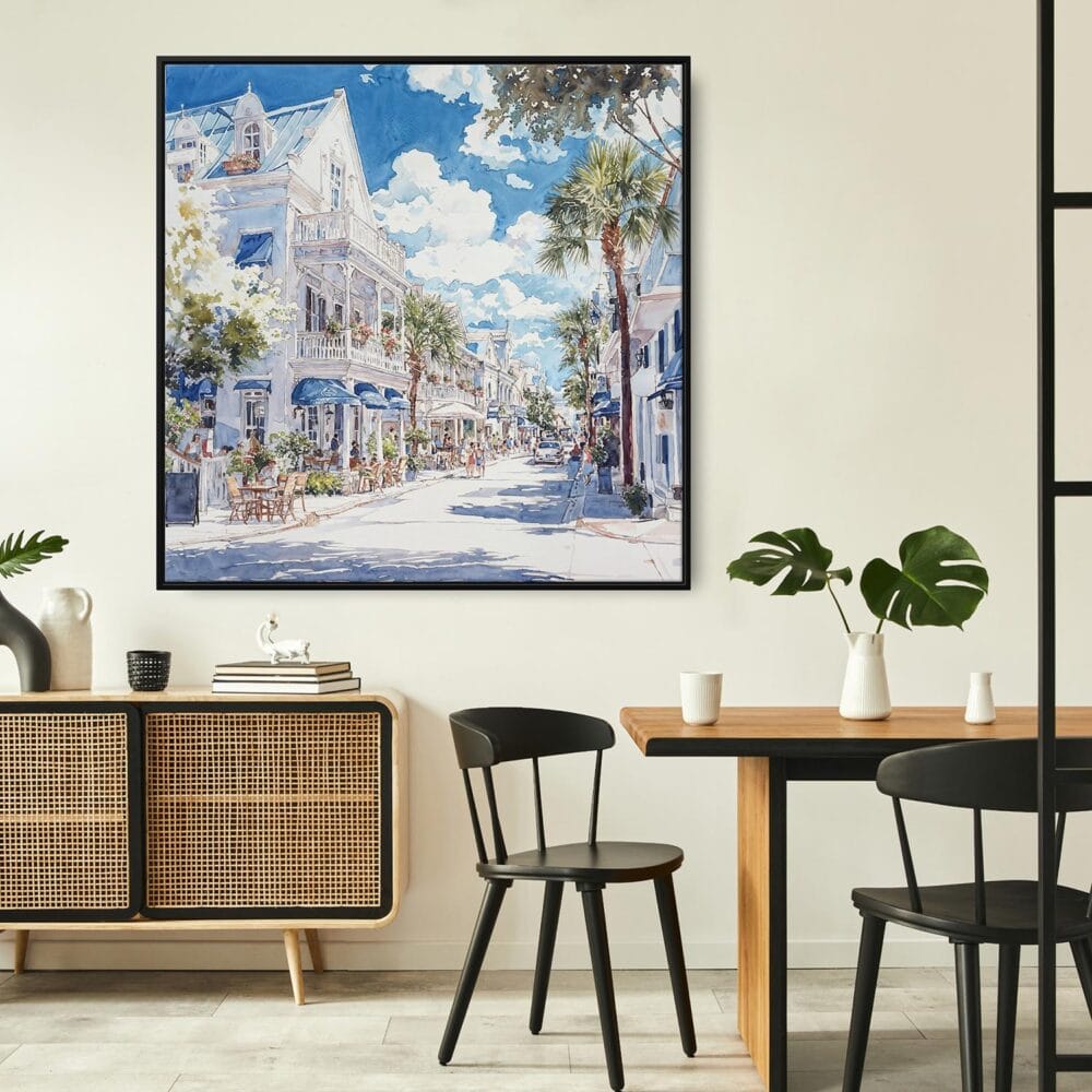 03 - Framed Key West Duval Street Watercolor - Square Canvas Print - Boho Kitchen.jpg 03 - Framed Key West Duval Street Watercolor - Square Canvas Print - Boho Kitchen.jpg