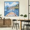 03 - Framed Lake Como Italy Square Watercolor Canvas Print - Boho Kitchen.jpg
