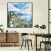 03 - Framed Lake Garda Italy Square Watercolor Canvas Print - Boho Kitchen.jpg