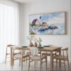 03 - Framed Portland Maine Lighthouse Watercolor - Panorama Canvas Print - Dining Table