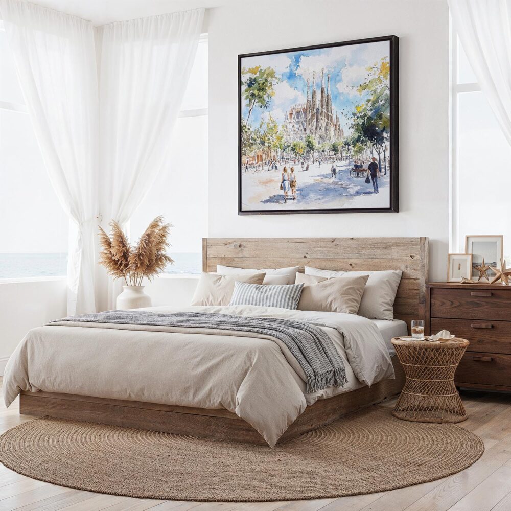 03 - Framed Sagrada familia Watercolor - Square Canvas Print - Bedroom.jpg 03 - Framed Sagrada familia Watercolor - Square Canvas Print - Bedroom.jpg