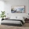 03 - Framed Shenandoah National park Panorama Watercolor Canvas Print - Woman in contemporary Bed Room.jpg