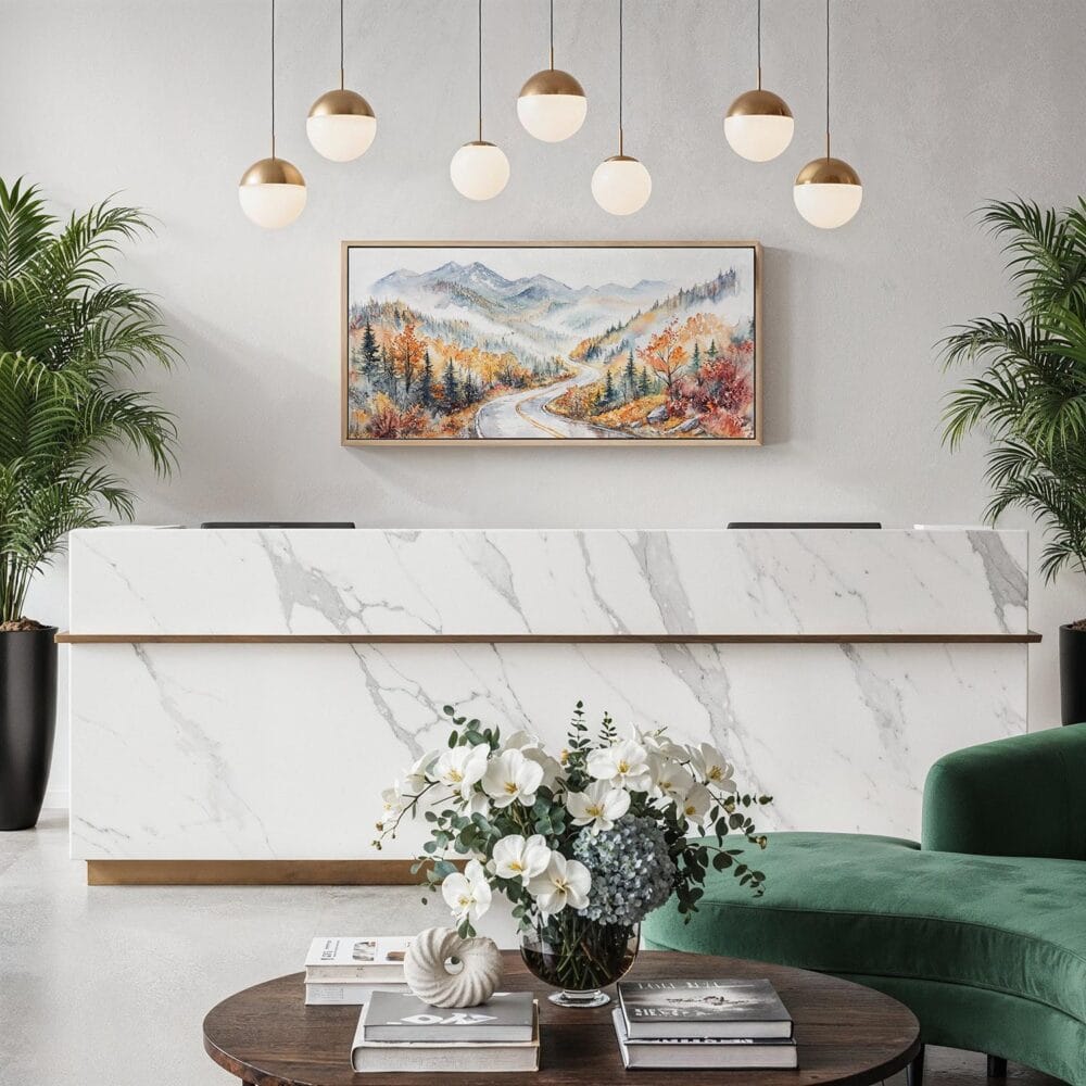 03 - Framed White Mountains New Hempshire Watercolor - Panorama Canvas Print - Hotel Lobby.jpg 03 - Framed White Mountains New Hempshire Watercolor - Panorama Canvas Print - Hotel Lobby.jpg