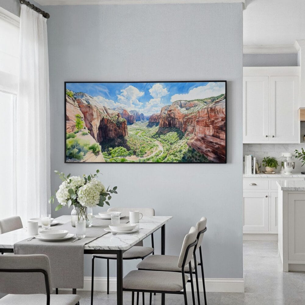 03 - Framed Zion National Park Panorama Watercolor Canvas Print - Coastal Kitchen.jpg 03 - Framed Zion National Park Panorama Watercolor Canvas Print - Coastal Kitchen.jpg
